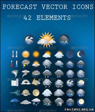 Прогноз погоды - векторные иконки