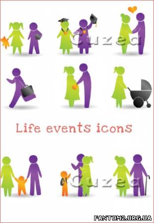 Зображення, постер Векторные иконки людей и жизненных событий