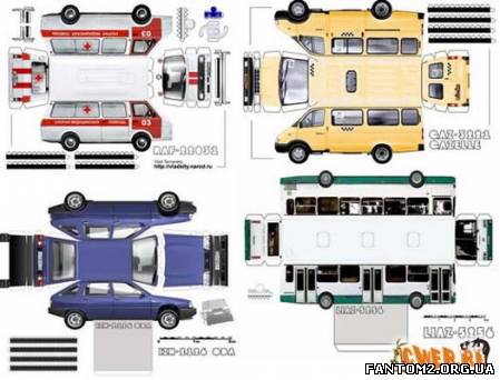 Шаблони автомобілів з паперу / Скачать Шаблоны авт